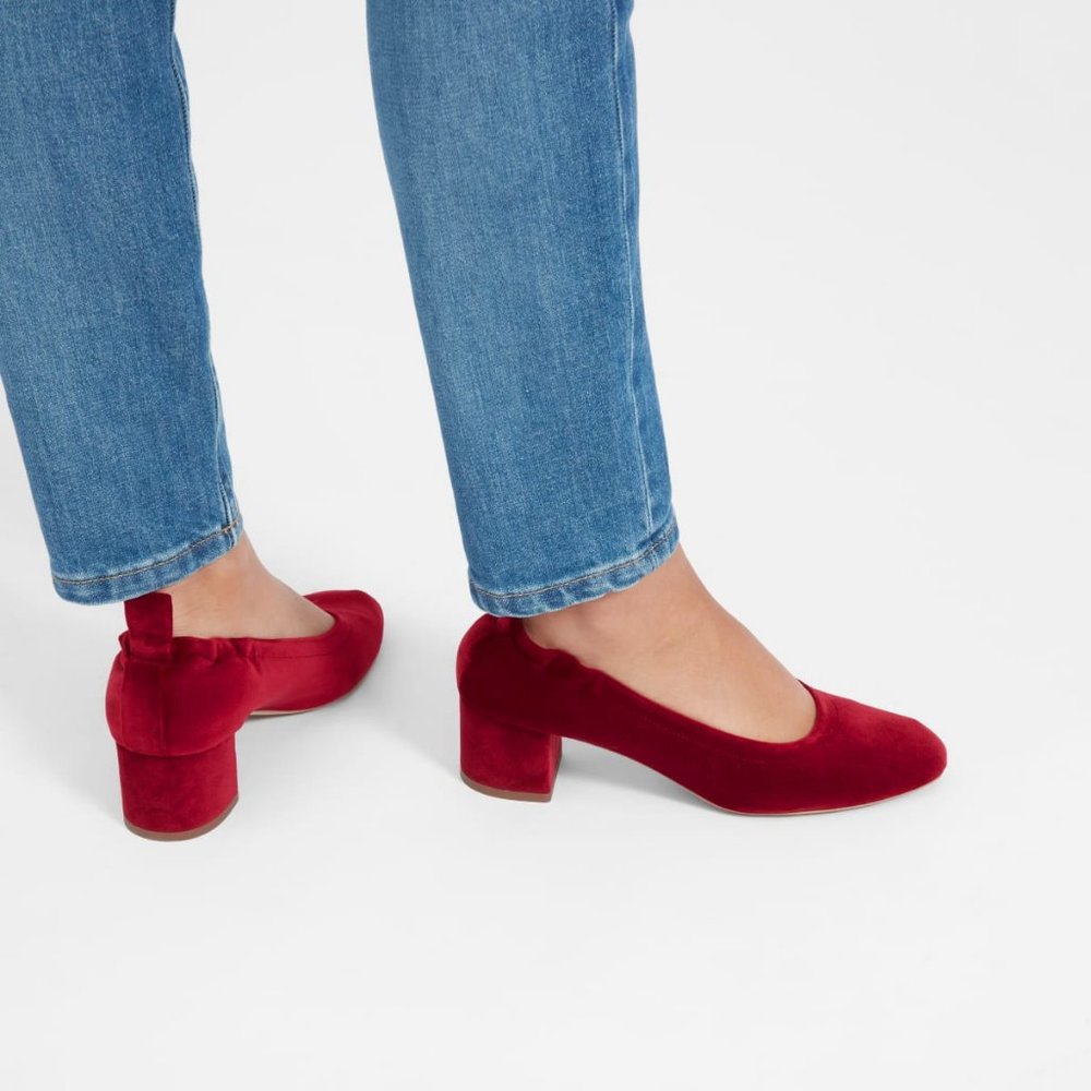 Everlane The Day Heel in Crimson Velvet